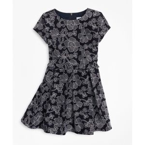 Brooks Brothers Girls Navy Embroidered Ruffle Dress - Size 5